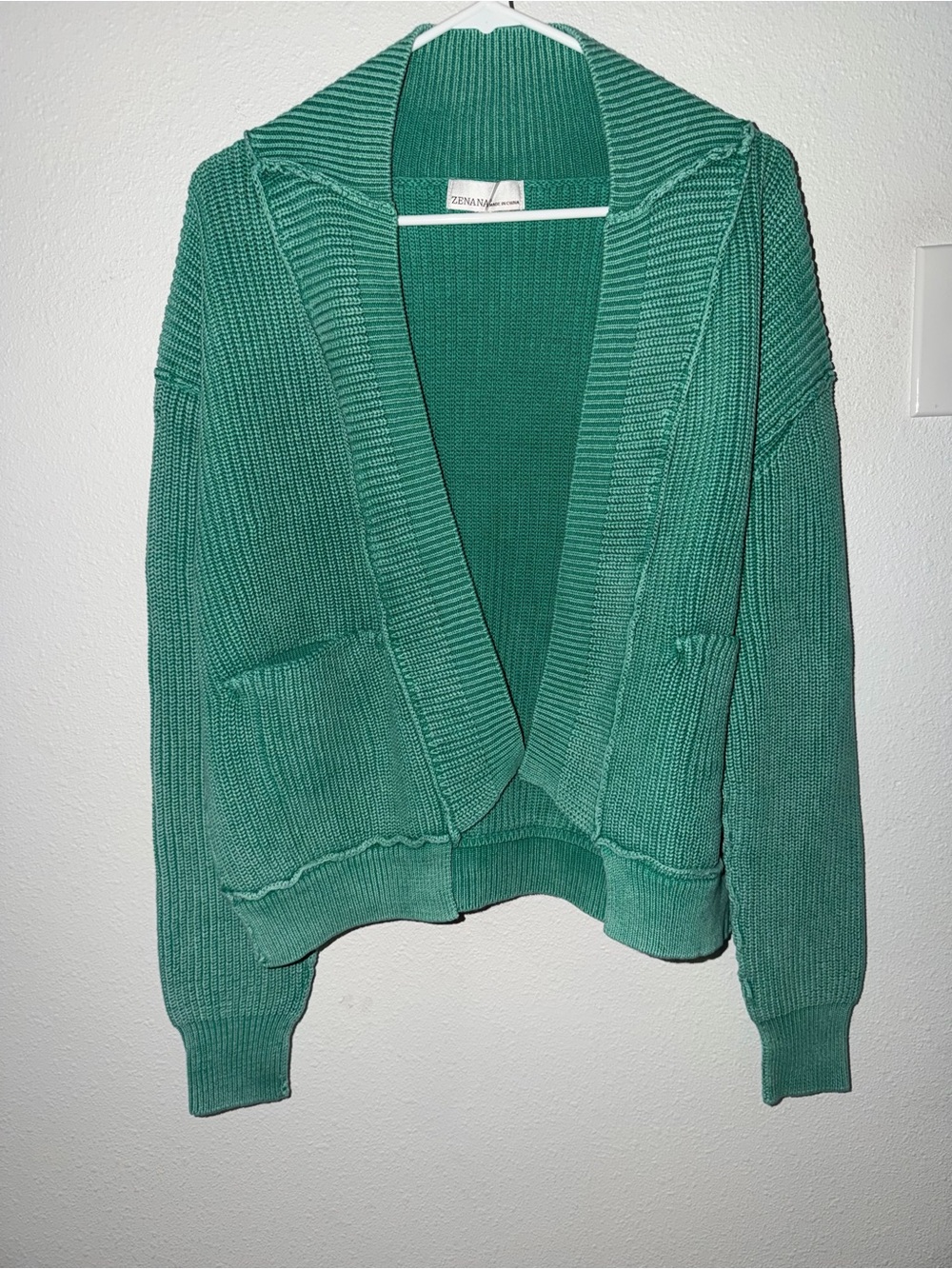 Zenana Outfitters Teal Green Open-Front Ribbed Cardigan NWOT